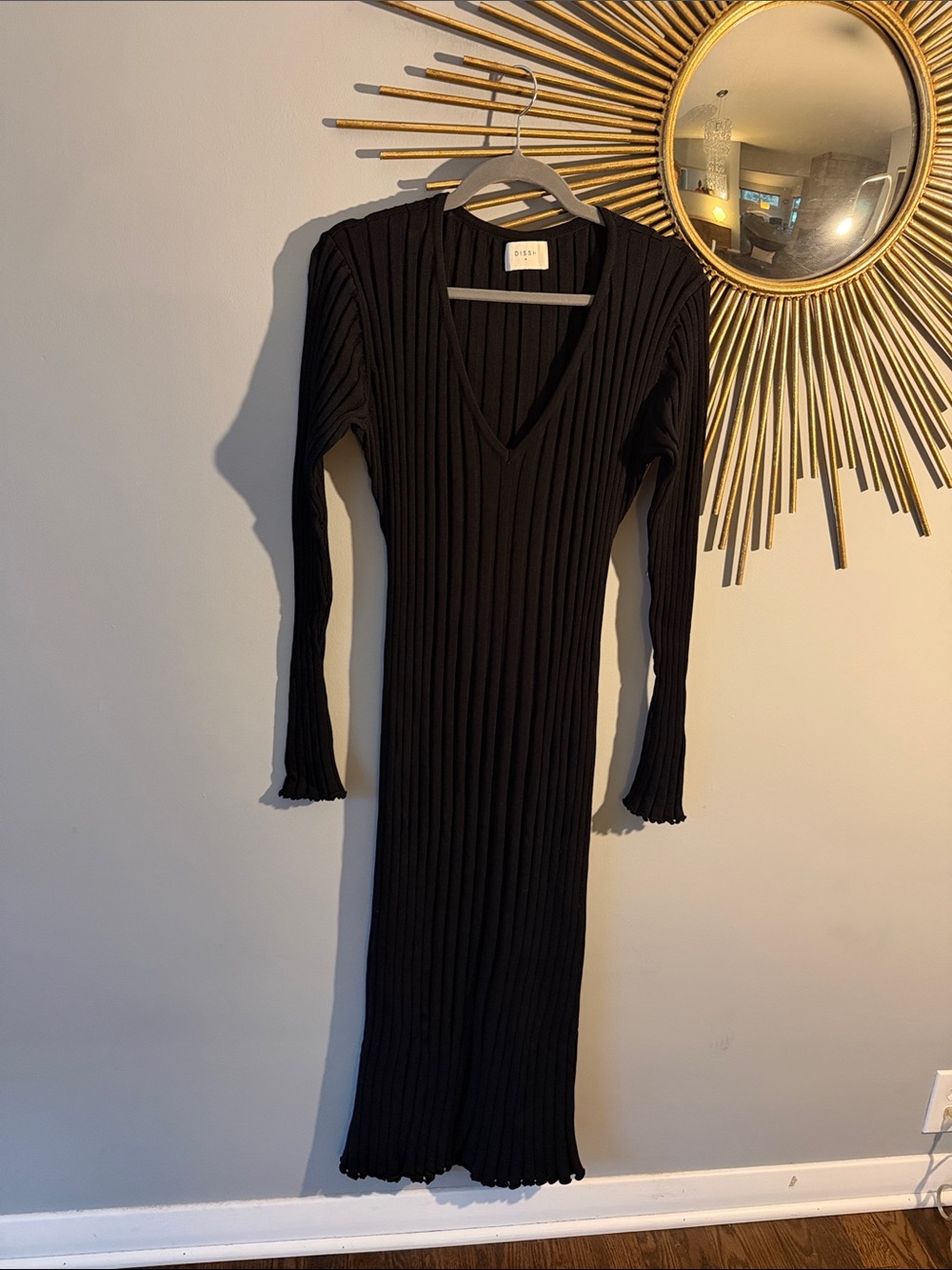 DISSH Black Ribbed Knit Maxi Dress - Picture 2 of 4